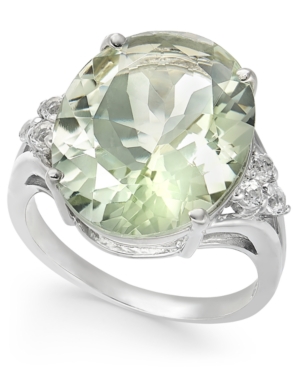 image of Mint Quartz (9-1/4 ct. t.w.) & White Topaz (1/4 ct. t.w.) Statement Ring in Sterling Silver