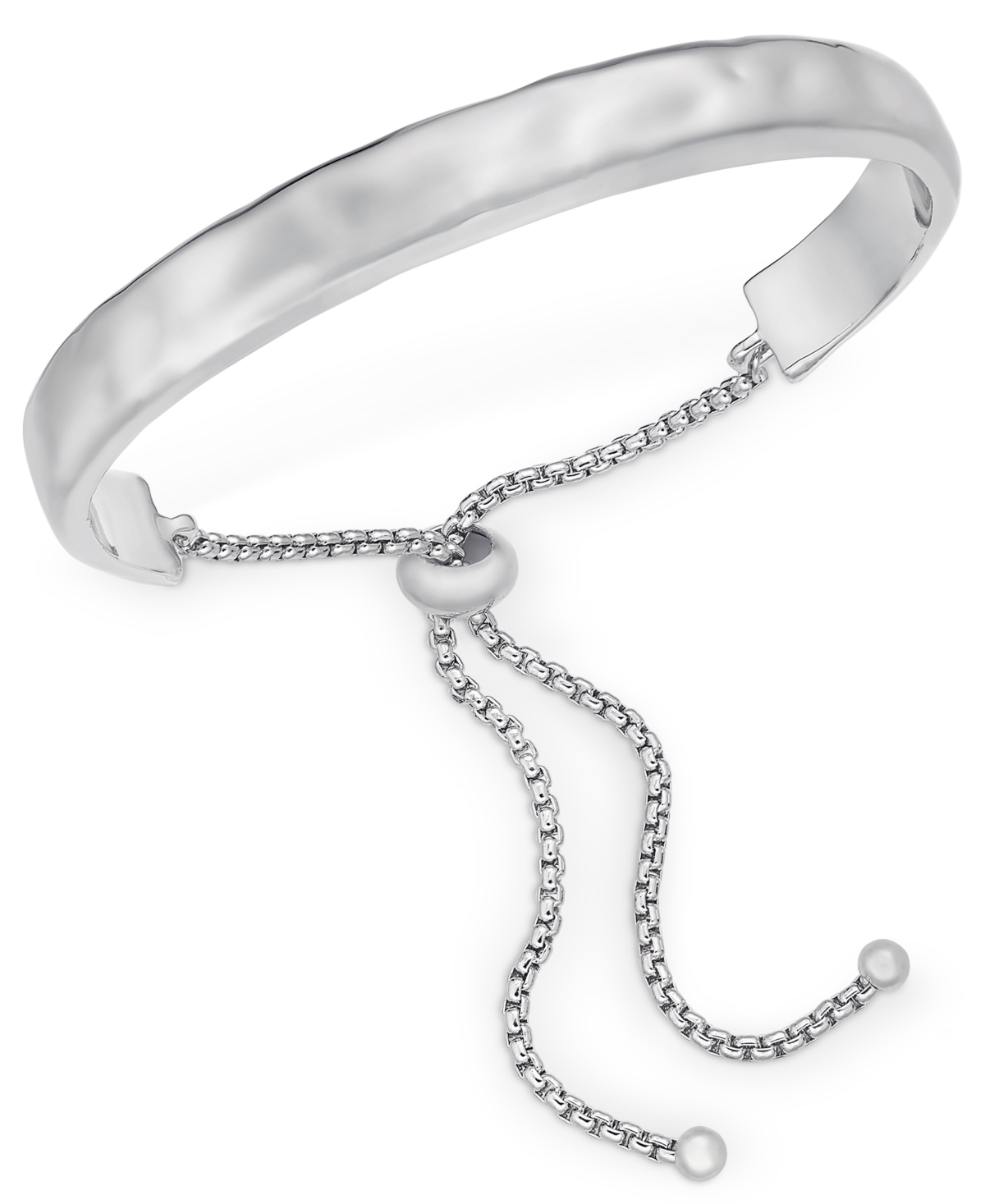 Style & Co Silver-tone Hammered Slider Bracelet, Exclusively At Macy's In Rhodium