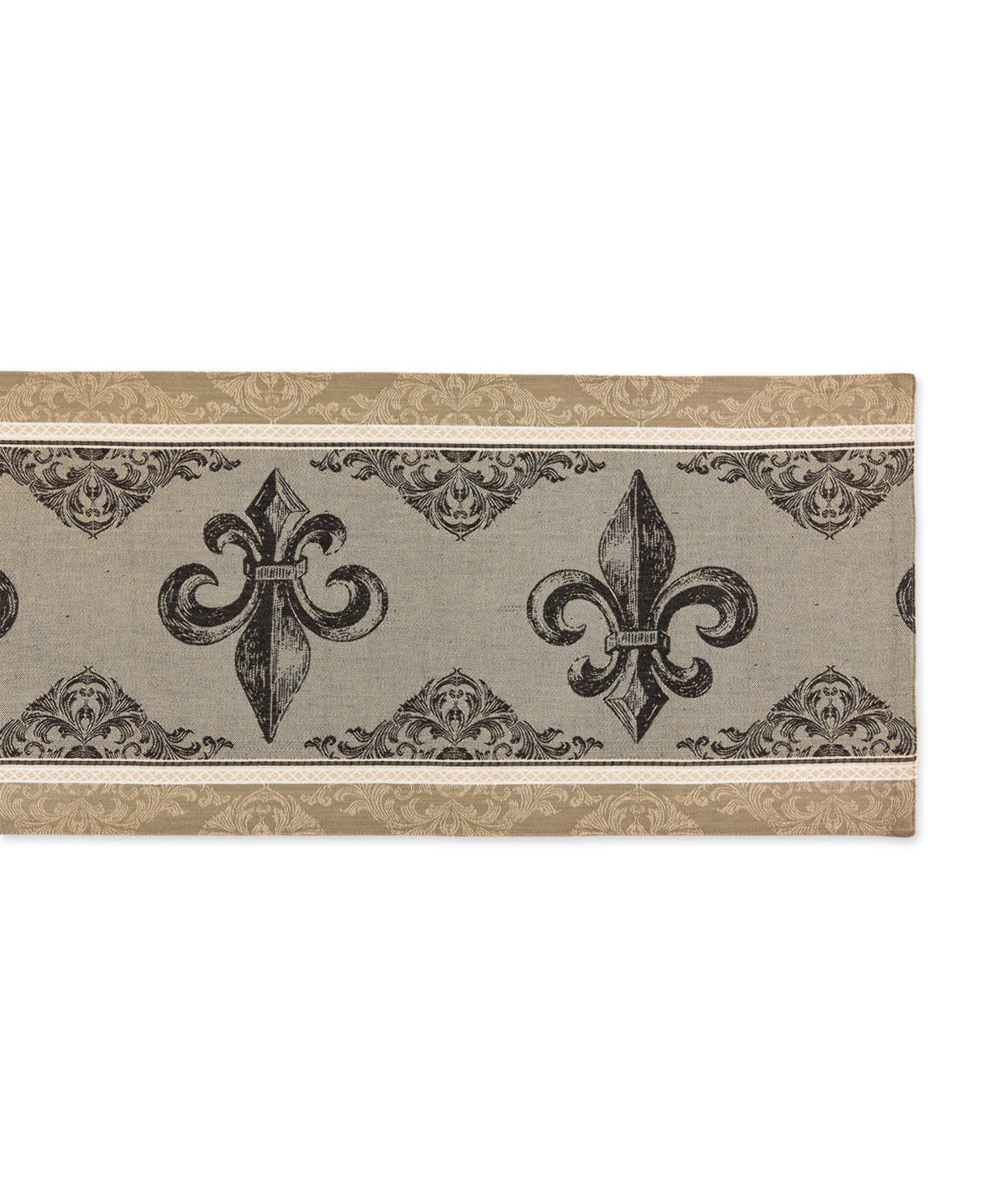 Design Imports Fleur De Lis Stripe Jacquard Table Runner