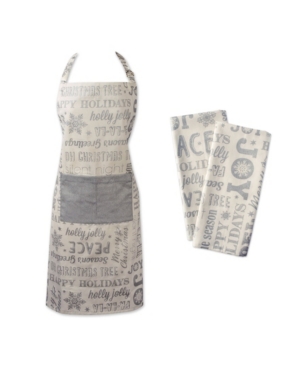 Design Imports Christmas Collage Chef Tablecloth and Apron Set of 3