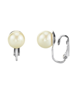 image of 2028 Silver Tone Imitation Pearl Clip Earrings