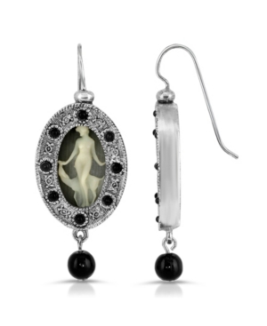 image of 2028 Grecian Muse Cameo with Black Crystal and Bead Earrings