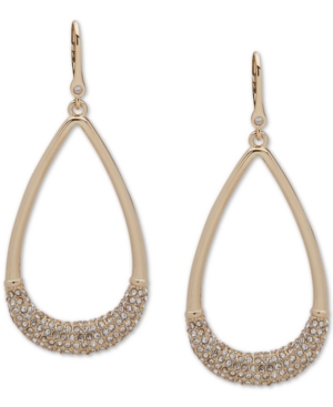 image of Dkny Gold-Tone Pave Teardrop Drop Earrings