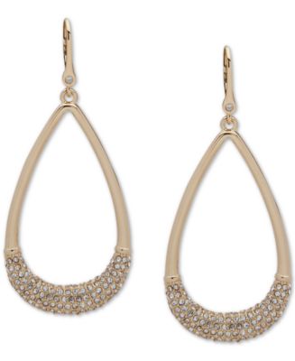 DKNY Gold-Tone Pavé Teardrop Drop Earrings - Macy's