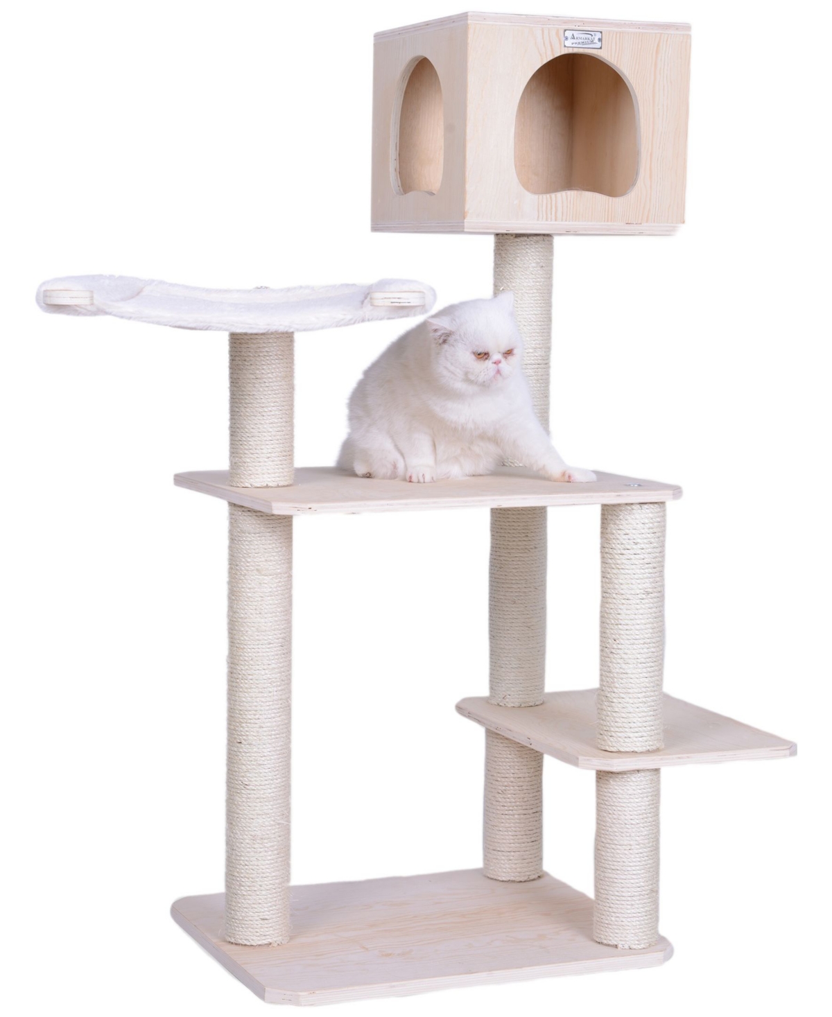 50" Real Wood Premium Scots Pine, Solid Wood Cat Tree - Naturre