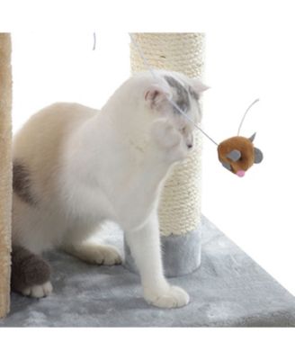 X2001 Two-Level Platform Real Wood Scratcher with Sisal Carpet Board for Small Cats