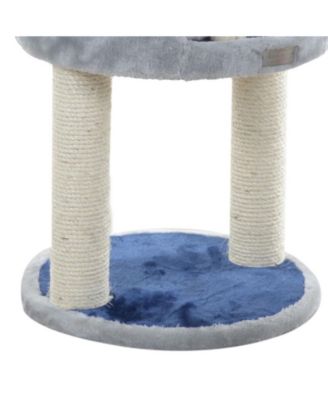 Three-Level Real Wood Compact Scratcher, X2905, Gray W Plush Perch