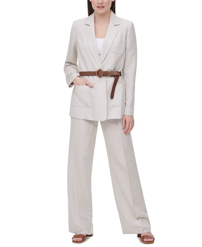 Calvin Klein Linen Belted Blazer & Reviews - Jackets & Blazers - Women -  Macy's