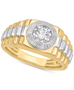 Men-s Diamond Two-Tone Ring (1/4 ct. t.w.) in 10K Gold & White Gold