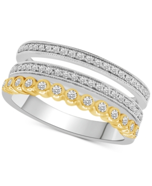 image of Diamond Triple-Row Two-Tone Band (1/3 ct. t.w.) in 14k Gold & White Gold