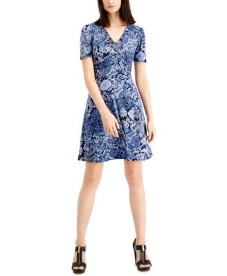 michael kors blue paisley dress