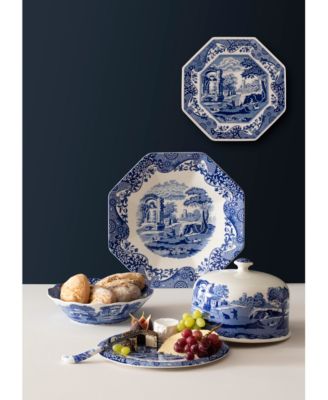 Blue Italian Cheese Plate & Knife