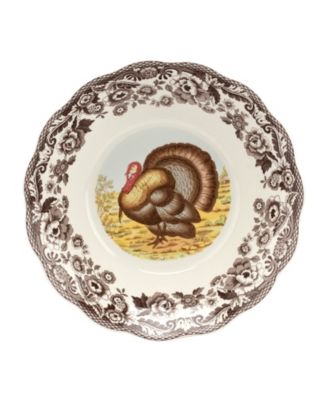 Woodland Turkey Daisy Serving Bowl
