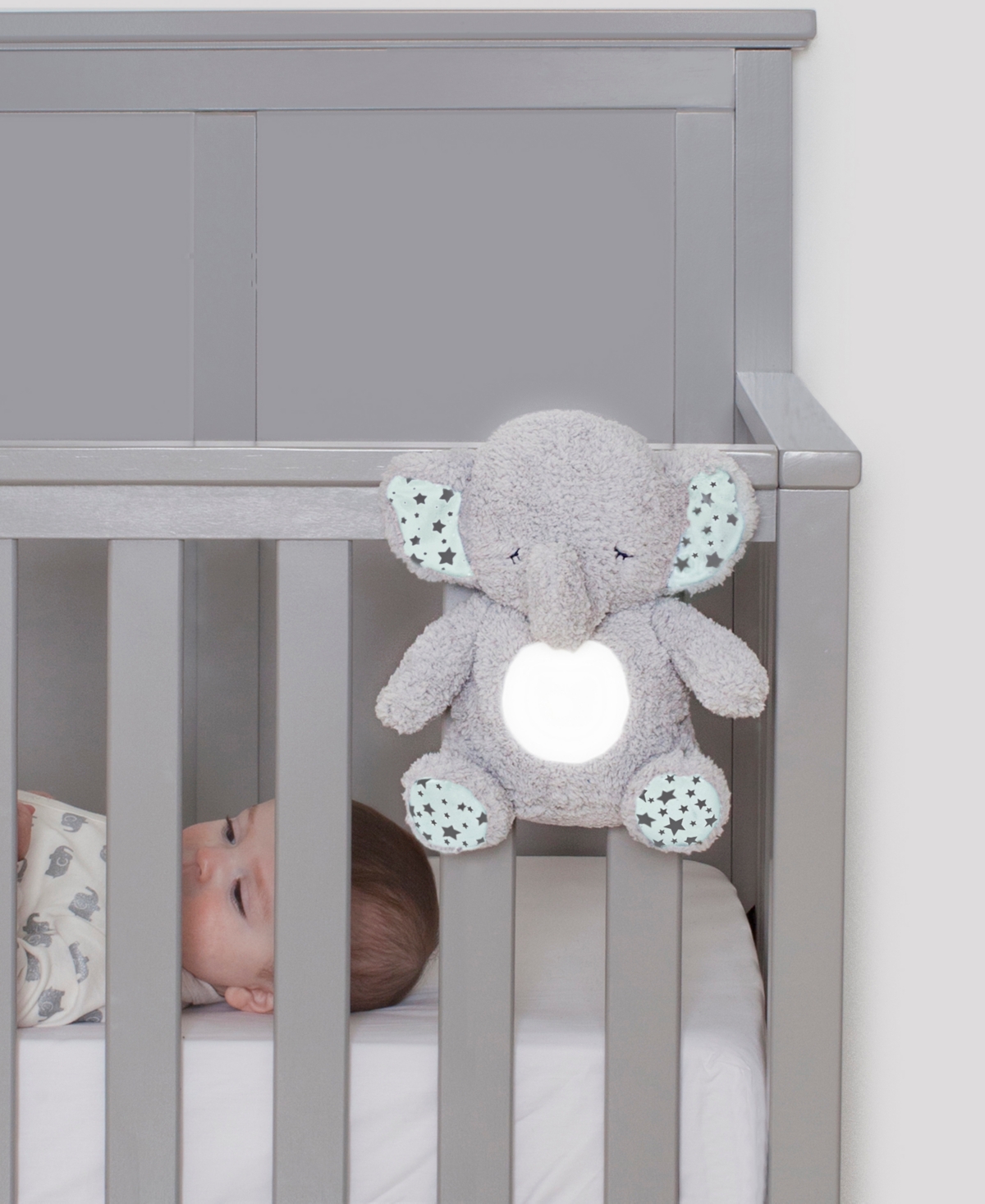 Shop Soft Dreams Elephant Music And Glow Soother Plush Toy In Gray