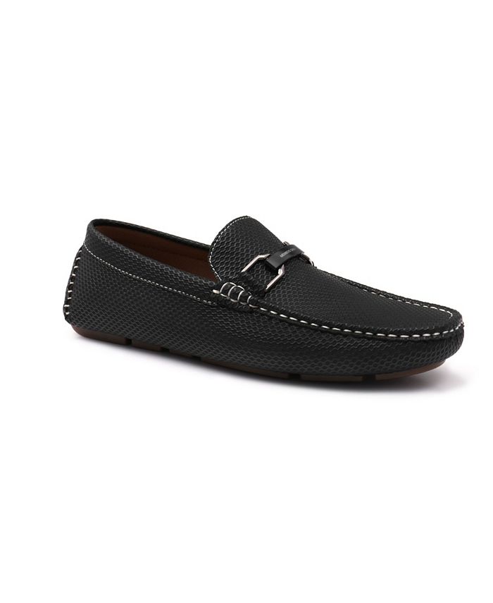 Members Only Men's Textured Moccasin Loafers with Center Buckle ...