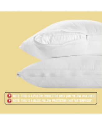 Circles Home 100% Cotton Breathable Pillow Protector with Zipper – White (8 Pack)
