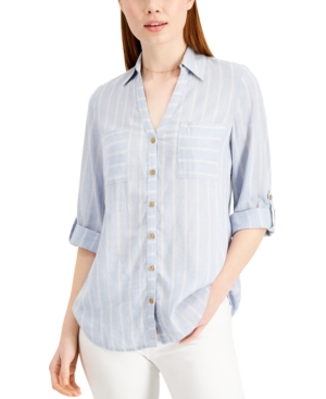 image of Bcx Juniors- Striped Button-Front Shirt