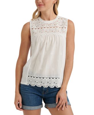 Lucky Brand - Embroidered Cotton Eyelet Top
