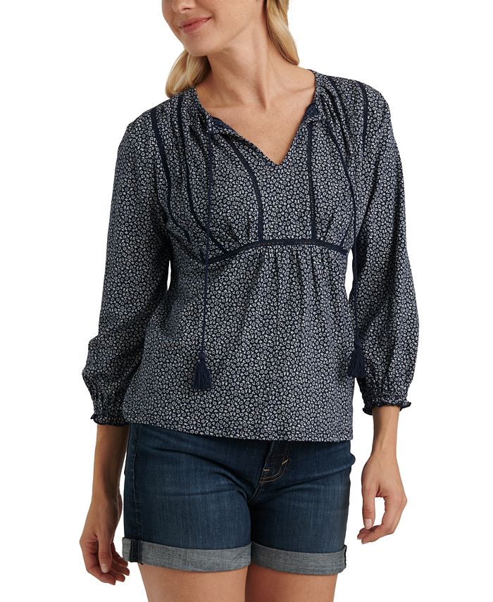Lucky Brand Printed Peasant Top Macy's