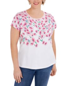 Plus Size Floral-Print Crewneck Top, Created for Macy's