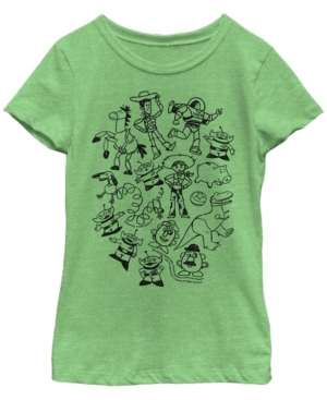 Big Girls Toy Story 1-3 Group Doodle Short Sleeve T-shirt