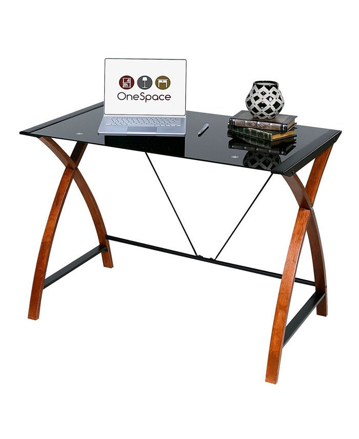 OneSpace Glass and Wood Computer Desk Macy's