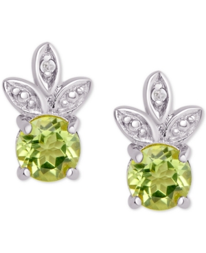 image of Peridot Flower Stud Earrings (1/2 ct. t.w.) in Sterling Silver