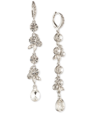image of Givenchy Crystal Cluster Linear Earrings
