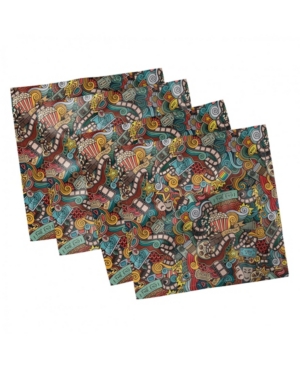 Ambesonne Doodle Set of 4 Napkins 18
