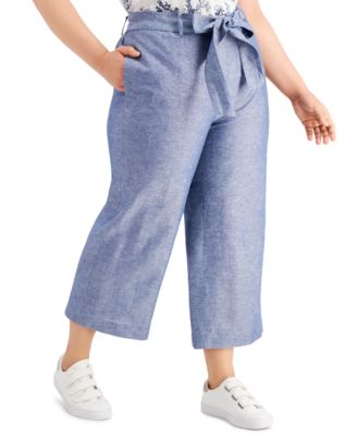 macys plus size white pants