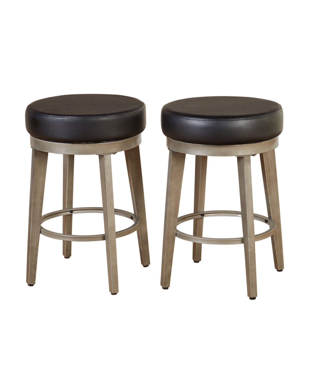 2pc 30" Linden Swivel Counter Height Barstools Black - angelo:HOME