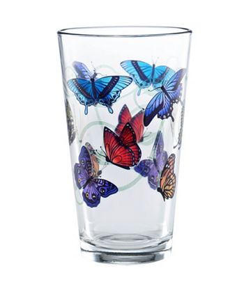 Culver - Butterflies Pint Glass 16-Ounce Set of 4