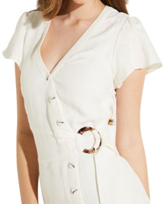 white linen wrap dress