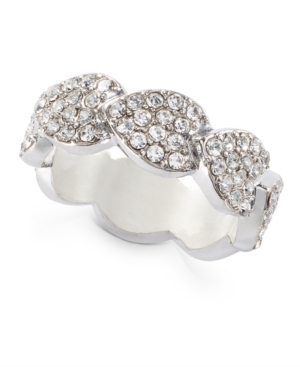 image of Inc Silver-Tone Crystal Leaf Wrap Ring, Created for Macy-s