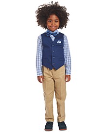 Boys Twill Vest, Shirt, Pants & Bow Tie 4-Pc. Set