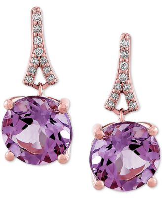 Pink Amethyst (3-1/2 ct. t.w.) & Diamond (1/20 ct. t.w.) Drop Earrings in 14k Rose Gold