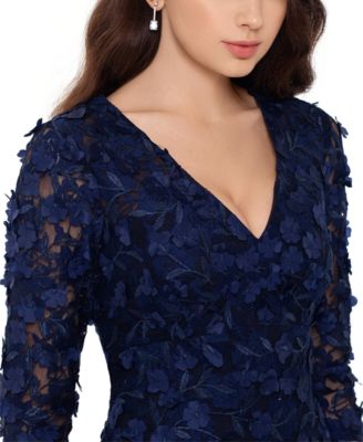 XSCAPE Floral Appliqué Gown 