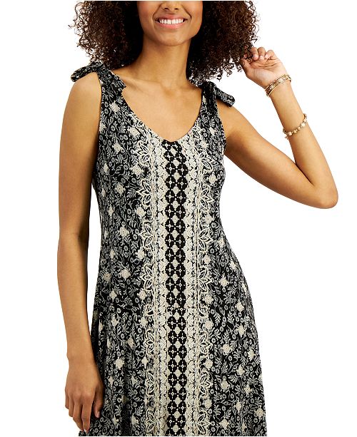 Style Co Plus Size Printed Tie Shoulder Dress Created For