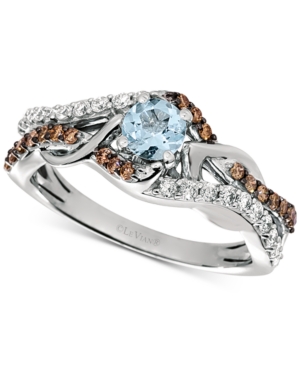 image of Le Vian Sea Blue Aquamarine (1/4 ct. t.w.) & Diamond (3/8 ct. t.w.) Statement Ring in 14k White Gold