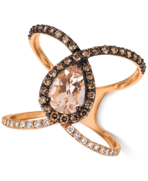 image of Le Vian Peach Morganite (7/8 ct. t.w.) & Diamond (5/8 ct. t.w.) Ven Ring in 14k Rose Gold