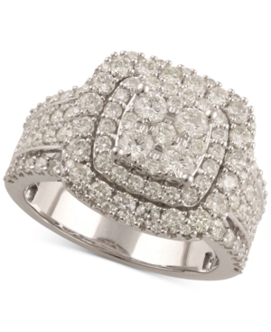 image of Diamond Raised Halo Cluster Engagement Ring (2 ct. t.w.) in 14k White Gold