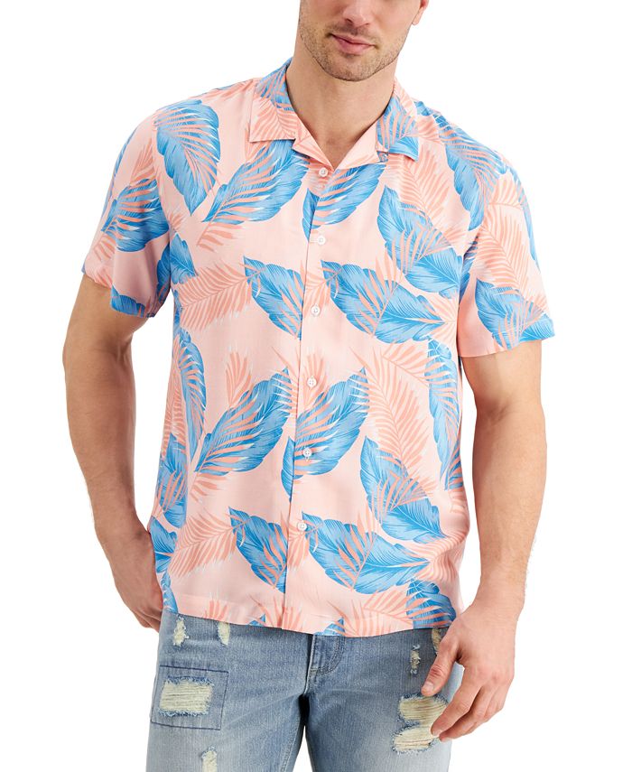 Sun + Stone Men's Tropical Print Camp Shirt, Created for Macy's - Macy's