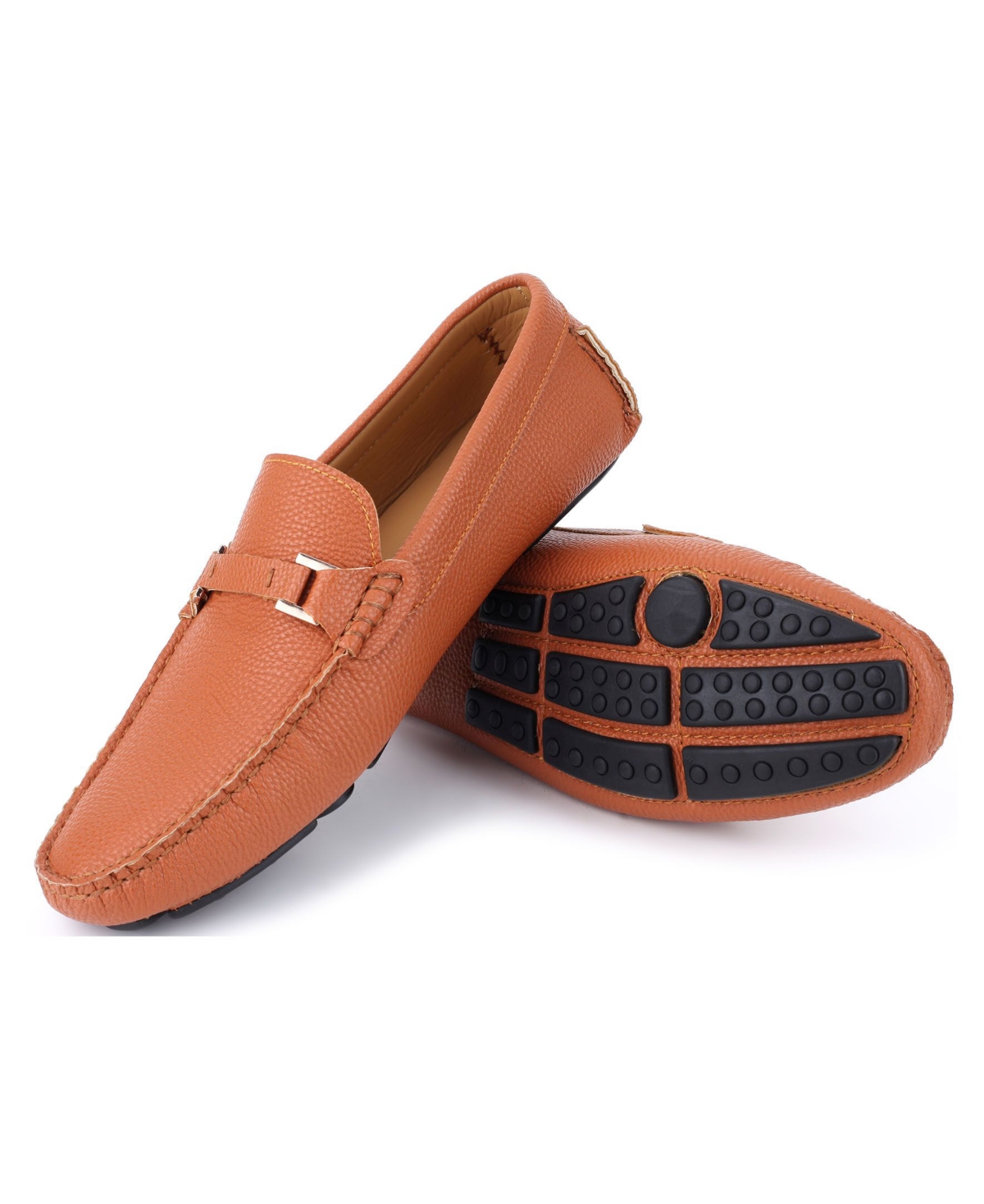 Men's Buckle Tread Casual Loafers - Saddle Umber
