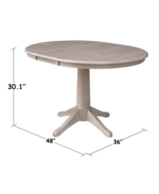 36" Round Top Pedestal Table with 12" Leaf