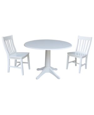 International Concepts 42" Round Top Pedestal Table With 2 Chairs In White