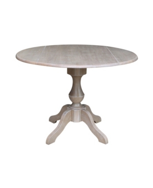 International Concepts 42" Round Dual Drop Leaf Pedestal Table In Gray
