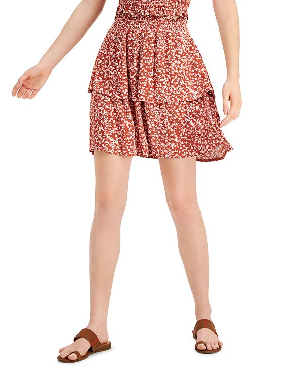 Ultra Flirt Juniors' Tiered Floral-Print Mini Skirt & Reviews - Skirts ...