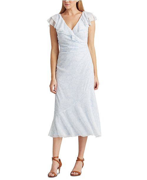 Lauren Ralph Lauren Floral Print Georgette Cap Sleeve Dress