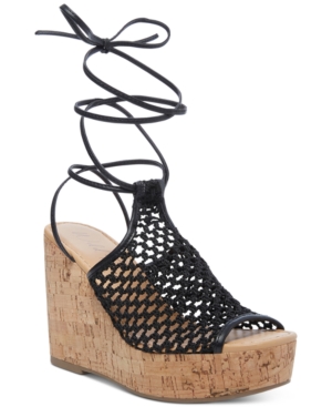 image of Wild Pair Haylinn Tie-Up Platform Wedges, Created for Macy-s Women-s Shoes