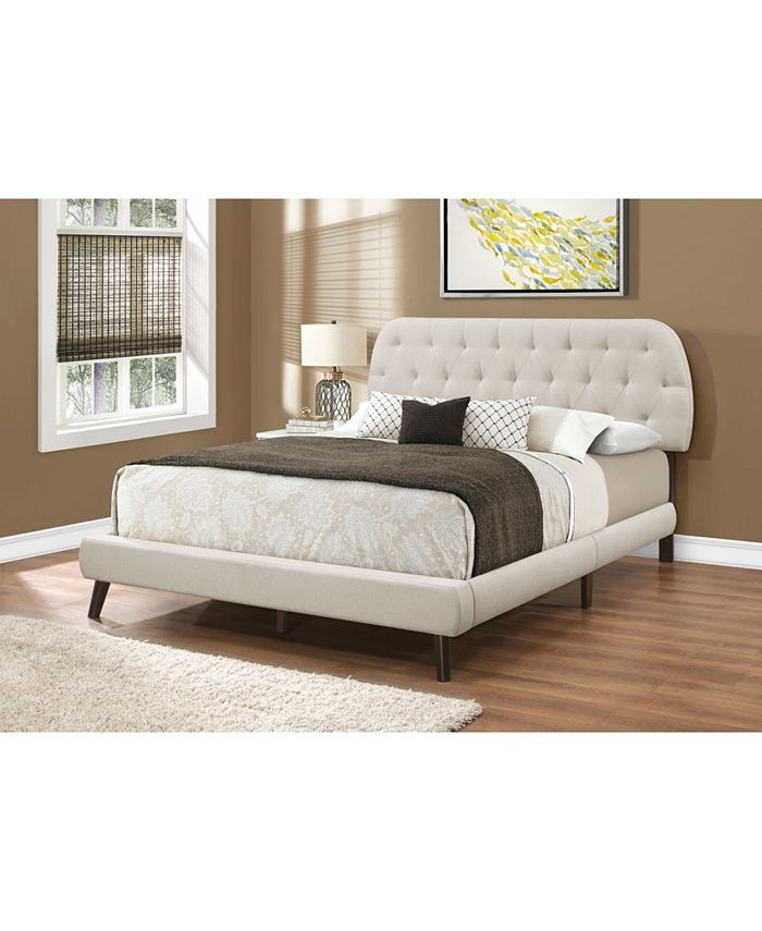 Monarch Specialties Bed Queen Size Linen with Wood Legs Macy's